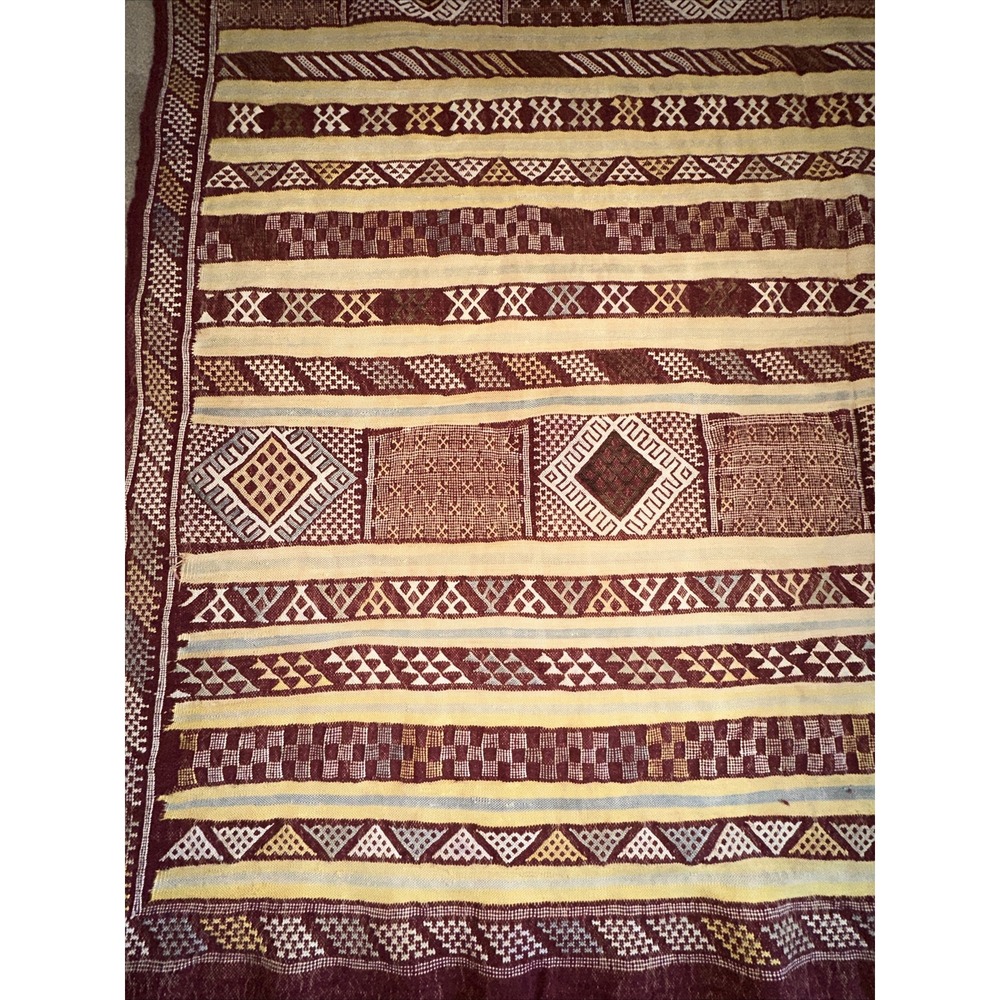 9'x6' Handmade Moroccan Flat Weave Kilim Rug Geometric Tribal Wool - Never used - Picture 2 of 9